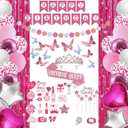 Pink Birthday Decorations, Party Decorations for Girl - Banner, Balloon Party Kit, Tiara, Sash, Fringe Curtain, Circle Dot Garland, Butterfly Decorations, Photo Props
