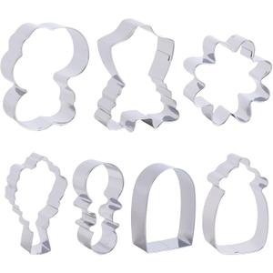 7pcs Baby Shower Cookie Cutter, Stainless Steel Onesie Flower Bottle & Bouquet Biscuit Cookie Cutters for Baking Baby Shower Birthday Party Decorations