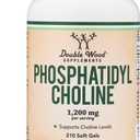 Phosphatidylcholine 1,200mg – 210 Softgels – Enhanced Version of Sunflower and Soy Lecithin (Choline Supplements) - Non-GMO and Gluten Free to Support Brain Health by Double Wood (EXP: 12/2029)