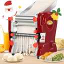 Newhai Commercial Electric Pasta Maker, Automatic Noodle Machine, 2-in-1 Heavy Duty Dough Roller Pressing Machine, with 2mm/6mm Blade, 550W Stainless Steel (with a 2mm/6mm dual use blade)