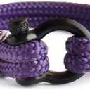 Mens Rope Bracelet - Stainless Steel Black Shackle, Extremely Durable and Scratch Resistant Waterproof Paracord, Handmade, Nautical Wristband for Men, Chain Length: 7.25 Inches (RoyalPurple)
