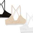 Fruit of the Loom Girls' 3-Pack Cotton Convertible Bralette  Adjustable & Versatile (Black Hue/White/Sand)