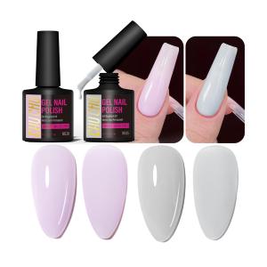 2 x Gel Nail Polish for Manicure: Purple and Gray Jelly Colors UV Nail Polish - 8ml Duo Gel Polish Neutral for Women Beginners Nail Enthusiasts - Summer Spring Home Nail Art Design Salon Gift Winter