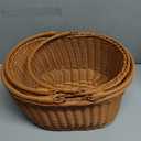 Lanpn Rattan Easter Basket 2 Pcs Set Double Handle Woven Baskets Waterproof for Egg Hunt Candy Picnic and Spring Home Decoration Wicker Basket (Brown)