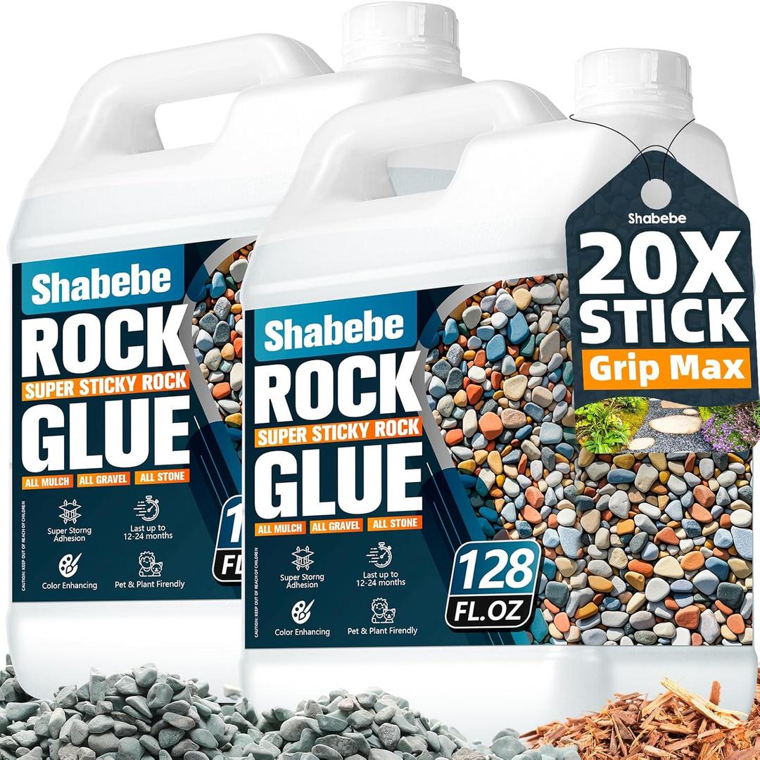 Rock Glue for Landscaping 2 Gallon Mulch Hold with Grip Max, Strong Adhesion& Max Coverage Gravel Binder for Rocks, Gravel & Pine Straw, Covers Up to 3X Area, Fast-Drying & Weather-Resistant