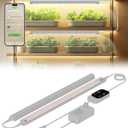 Smart Grow Light for Indoor Plants,3500K Full Spectrum LED Plant Light Strips with 3/9/12H Auto Timer,Stepless Dimming,Modular DesignPlug and Play (White, 2 Pack 16W)