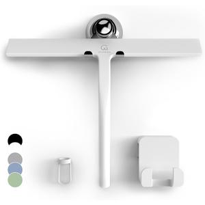 GTEWERK Shower Squeegee for Glass Doors, Silicone Window Squeegee, Bathroom and Glass Cleaning - White - 11 Inch