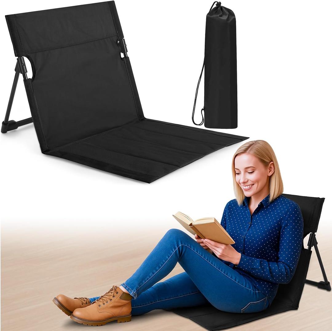 Jetec Foldable Floor Backrest Chair Portable Camping Chair with Storage Bag Light Weight Lazy Seat for Indoor Outdoor Bed Ground Park Lawn Concerts Beach Hiking