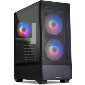 LIAN LI High Airflow ATX PC Case, RGB Gaming Computer Case, Mesh Front Panel Mid-Tower Chassis w/ 3 ARGB PWM Fans Pre-Installed, USB Type-C Port, Tempered Glass Side Panel (LANCOOL 205 MESH C, Black)