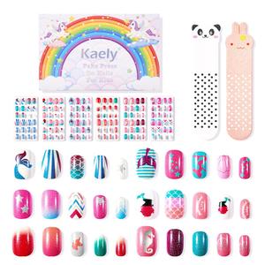 Press on Nails Kit For Kids, Cute Stuff For Little Girls Press On Nails Set, Suitable for Children Aged 4 To 12 Press On Nails, Reusable Stick On Fake Nails No Glue Needed For Girls Set1 (01)