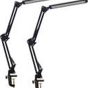 LED Desk Lamp,Eye-Caring Metal Swing Arm Desk Lamp with Clamp,10 Dimmable Brightness 3 Light Modes Reading Lamp,Desk Light for Home Office(2 Pack)
