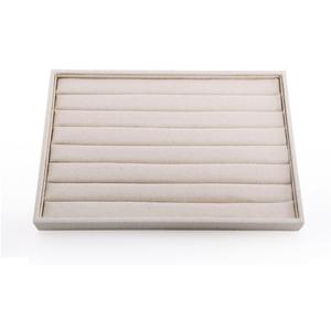 Oirlv Linen 7 Lines Ring Storage Tray Rings Showcase Display Organizer Plate