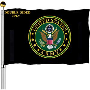 US Army Crest Emblem Flags 3x5 Outdoor Double Sided- Army Green Crest Military Flag 3 Ply Heavy Duty with 2 Brass Grommets for Outside Oudoor