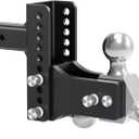 TangMiGe Adjustable Trailer Hitch Ball Mount, Tri-Ball (1-7/8", 2", 2-5/16"), Fits 2" 2 inch Receiver, 6" 6 inch Drop & Rise, Tow & Stow Hitches (2" Receiver 6" Drop)