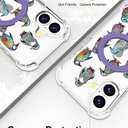 for iPhone 17 Case Magnetic Clear Design,Compatible with MagSafe,Kickstand Vertical/Horizontal,Shockproof Airbag Bumpers Phone Cover - Blue Penguins Lovely