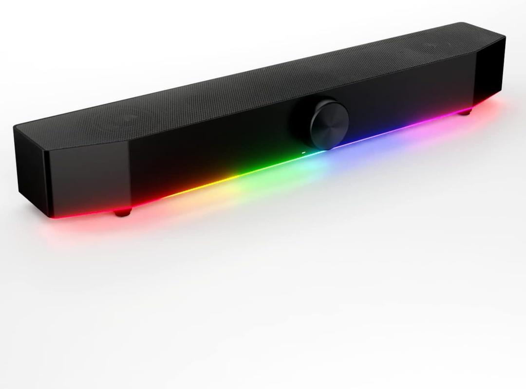 Tilted Nation Gaming Soundbar  Monitor Sound Bar for PC  RGB Computer Speakers for Desktop PC (Wireless or USB Wired) Crisp Audio and Adjustable LED