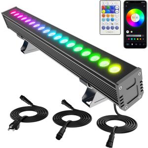 Smart Wall Washer Light Bar 20in RGBCW Linkable Waterproof LED Light for Indoors/Outdoors with App/Voice Control, 16M Colors, Dimmable, Music Sync, 50 Scene Modes, Timer, AC120V