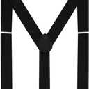 habibee Suspenders and Bow Tie Set for Men, Adjustable Elastic Braces with Y-Back, Diverse Colors, Strong Clips (Black)