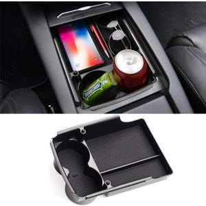 Jaronx Compatible with Tesla Model X/S Center Console Organizer, Armrest Storage Box+Cup Holder, for Tesla Model S/X Accessories 2016 2017 2018 2019 2020 2021