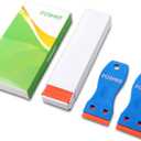 FOSHIO Plastic Razor Blade Scraper Include 2PCS Scraper Tool and 100PCS Blades for Gasket Remover, Labels Decal and Adhesive Remover for Windows and Glass (Blue)