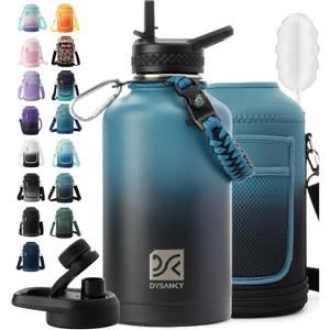DYSANKY Insulated Water Bottle with Portable Carrier Bag for Outdoor 64 oz