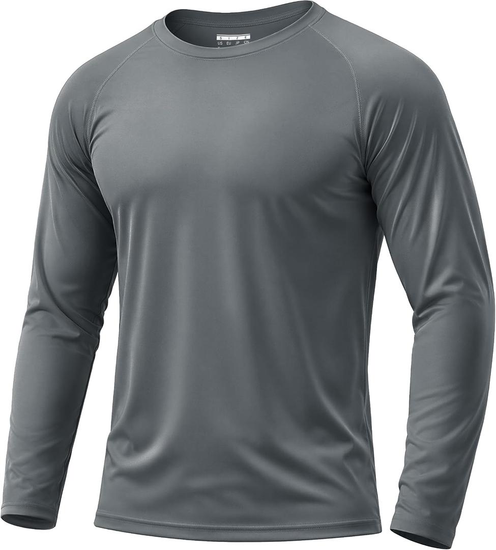 Boladeci Men's UPF 50+ Sun Protection UV SPF Shirts Long Sleeve Lightweight Quick Dry Swim T-Shirts Rash Guard (Gray, M)