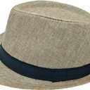 Unisex Classic 1920s Fedora Hat Short Brim Panama Trilby Hat Casual Jazz Cap for Men Women (Medium-Large, Beige)