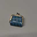 Genuine Leather Mini Jewelry Box & Coin Purse for Women, Travel Jewelry Case with Kiss Lock, Holds Earrings, Rings, Necklace, Bracelet, Coins (Black)