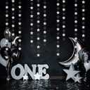 Black-Silver Birthday Graduation Party-Decorations Garland - 62ft Glitter Twinkle Little Star Hanging Streamers Banner Decor,Bachelorette Wedding Baby Bridal Shower New Years Supplies Backdrop Hugtmr