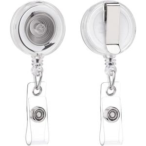 QREEL Badge Reel, Retractable Badge Holder with Belt Clip for ID Name Card (Clear Translucent, 2 Pack)