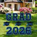 Tatuo 11 Pcs Graduation Yard Sign Decorations Class of 2026 Congrats Graduation Lawn Signs Grad Yard with 23 Stakes for High School College Outdoor Party Supplies(Blue Black,Simple Style)