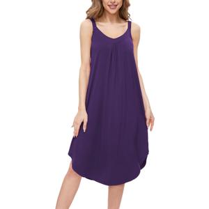 GYS Bamboo Viscose Sleeveless Nightgowns for Women Soft Full Slip Lounge Dress (M)