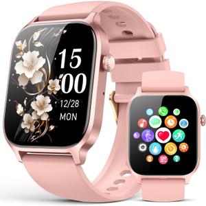 Smart Watches for Women Men, Fitness Tracker Watch with 110 Sports Modes, Step Counter/Sleep Monitor/Pedometer, IP68 Waterproof, Bluetooth Call & Music Control Smartwatch for iPhone/Android (Pink)