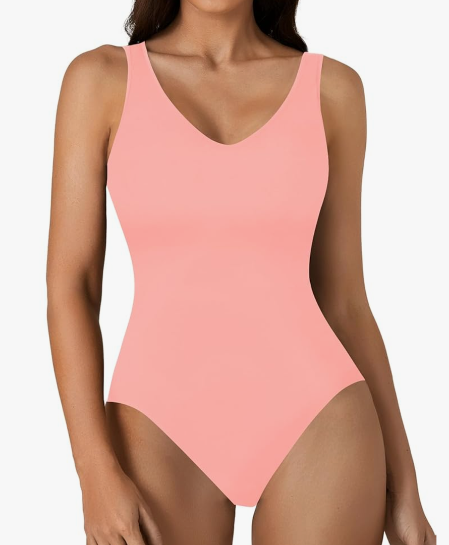 Women's Scoop Neck Sleeveless Bodysuit Ribbed Sexy Backless Leotard Tank Top S