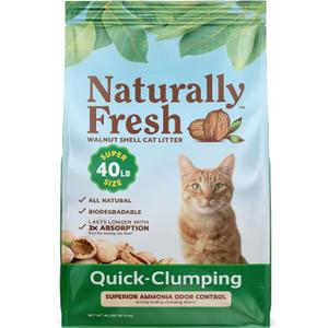 Naturally Fresh Cat Litter Made From Walnut Shells, 1-2 Cats, Unscented, Upcycled, Easy Scooping, Sustainable, 40 Lbs