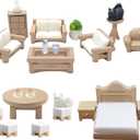 23 Pieces Dollhouse Mini Furniture Decoration Set DIY Accessories Including Dining Room Sitting Living Bedroom Toys for Baby Children Girls
