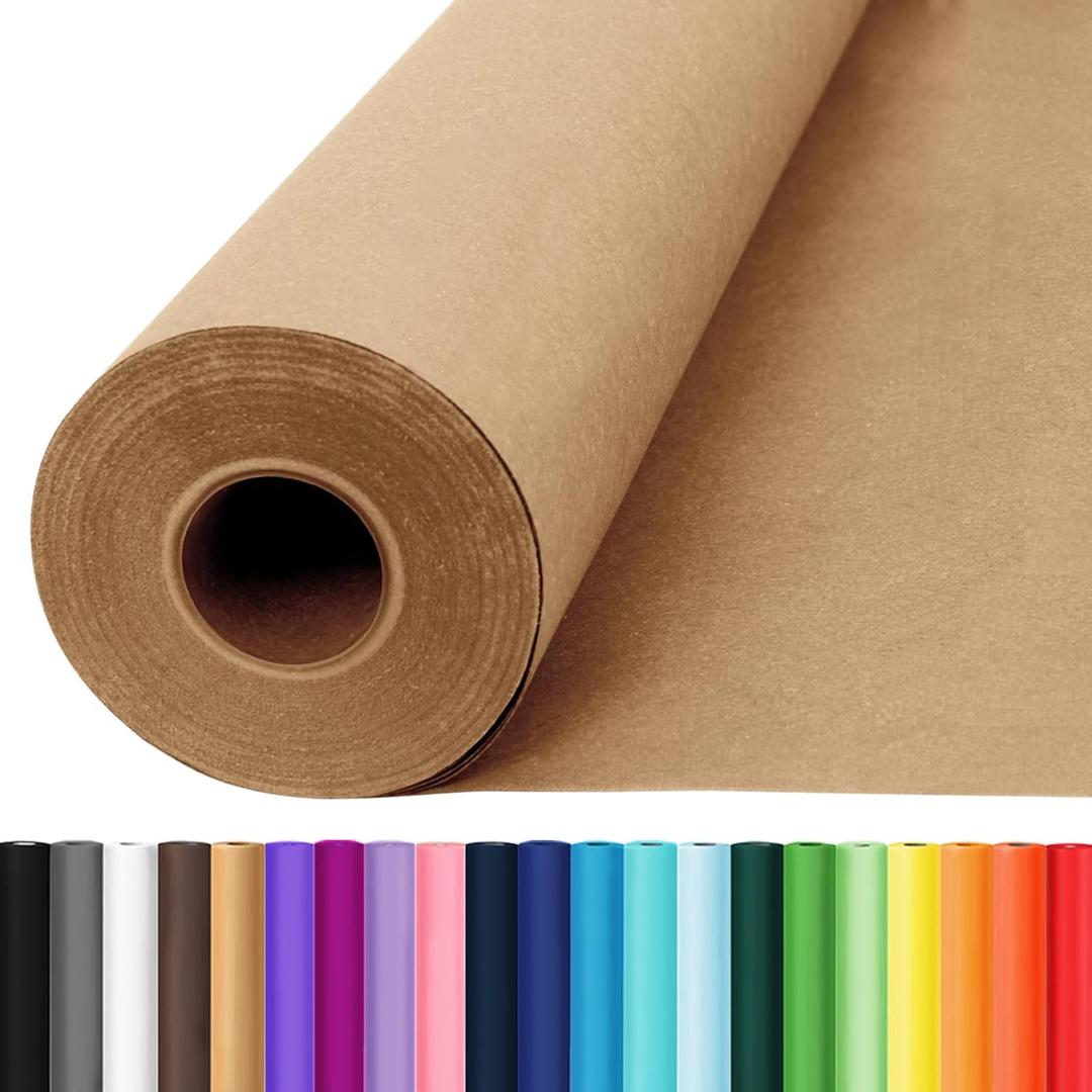 36" x 2400" (200') Brown Kraft Paper Roll for Bulletin Board Craft Paper, Kids Art Easel Poster Bouquet Flower Gift Wrapping Wedding Table Covering Packing Shipping Moving Supplies 70GSM 50LB