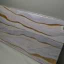 AERART Abstract Wall Art White and Gold Wave Lines Canvas Print Artwork Abstract Wall Decor Paintings for Living Room Bedroom Office Home Decor 24x48 Inch