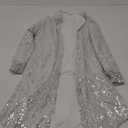 Women's Party Sequin Blouse See Through Lace Long Sleeve Tops Beaded Sparkly Novel Shirts Elegant Casual Sparkly Tees, Size L
