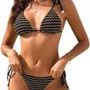 ZAFUL Bikini Sets for Women Striped String Triangle Two Piece Swimsuit Sexy Cheeky Thong Bathing Suit, XL