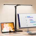 LED Desk Lamp for Office Home, Height Adjustable Architect Desk Light with USB Adapter, Stepless Dimming Desk Lamp Light for Reading, Study, Workbench (Black)