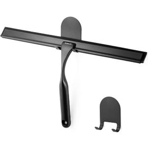 HOME SO Shower Squeegee in Matte Black; Effective Rubber Blade Squeegee for Windows, Glass Shower Doors, Car Windshield, Mirrors, Tile Walls, Kitchen Surfaces and More (Black, 12 inch)