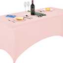 FORLIFE Spandex Table Covers 6ftFitted Tablecloth for 6ft Rectangular Tables, Stretch Patio Table Covers, Universal Spandex Table Cover for Wedding, Banquet, Party (6ft, Blush Pink)