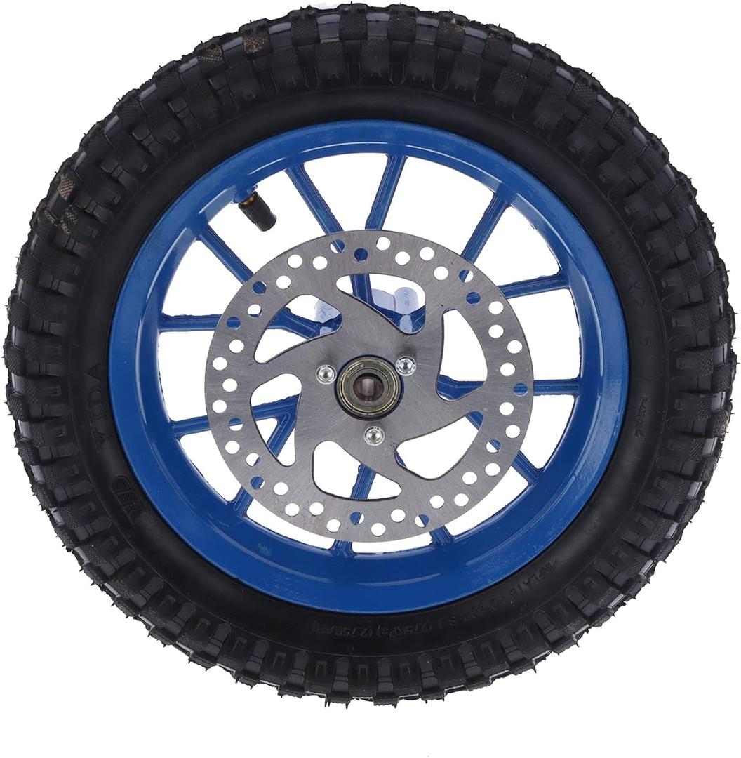 Mini Pocket Bike Tire, Rubber Front Wheel Tire 12.5x2.75in Disc Brake Sprocket Bolts for 2 Stroke Mini Dirt Bike (Blue)