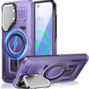 Camera Stand Case for Galaxy S25 Edge, [Compatible with MagSafe][Lens Cover] 2025 Version Military Grade Protective Soft Case for Samsung Galaxy S25 Edge 6.7" Men Women, Red (Purple)