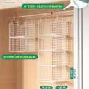 Hanging Closet Organizer, 4 Tier Metal Closet Organizers and Storage with 4 Hanging Hooks 4 S-Hooks for Wardrobe Laundry Room, Wire Storage Shelf for Clothes Sweaters Pants (White)