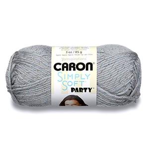 Caron Simply Soft Party Yarn, 3 oz, Medium Worsted 4 Gauge, - Silver - For Crochet, Knitting & Crafting, 3 Pack