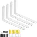 Mooche 2Pack Floating Shelf Bracket, Heavy Duty Shelf Brackets Metal L Brackets for Kitchen Bathroom Shelf Support Wall Mounted with Screw Included (White, 8*5.5 Inch)