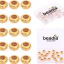 18K Gold Plated Stopper Beads 8x4mm 20pcs Rondelle Insert Silicon Length Adjust Spacer Beads for Jewelry Making Findings