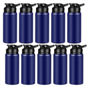 Chengu 10 Pieces Water Bottle Bulk 20 oz Aluminum Reusable Bottles Lightweight Snap Lid Water Cups Easy Carry Leak Proof Travel Tumbler for Gym Sports Camping Hiking Fishing (Blue)